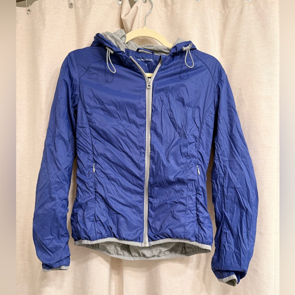 Members Only Blue Lightweight Hooded Windbreaker Jacket Size Small